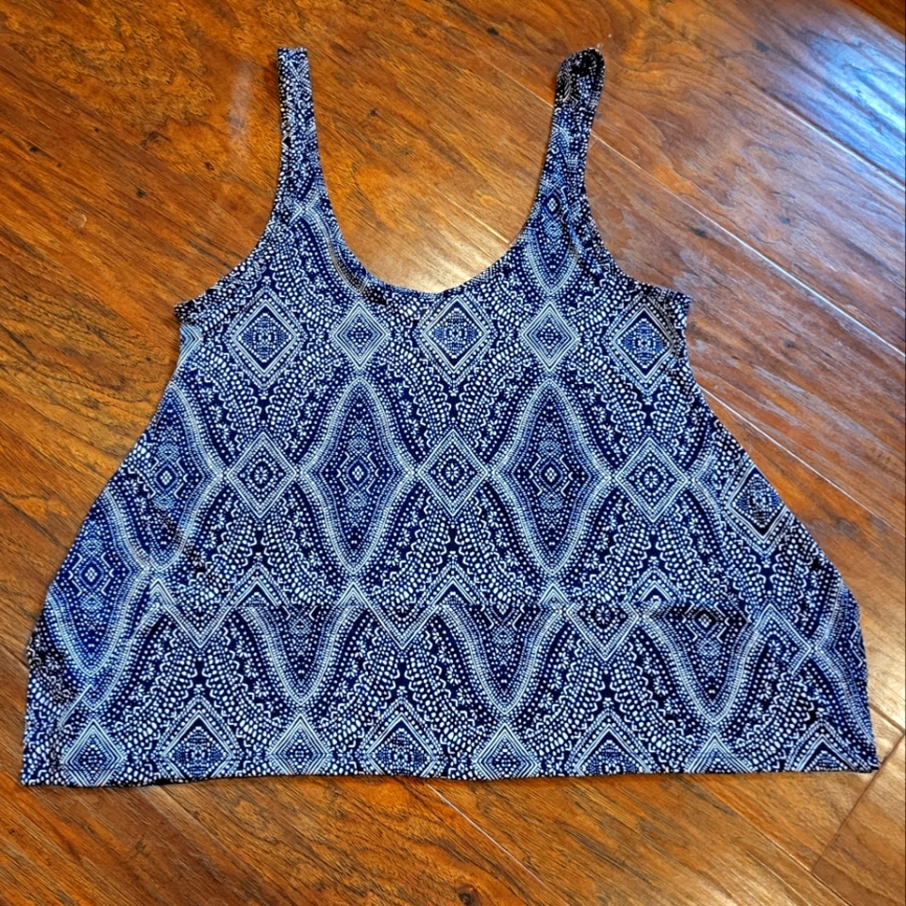 H&M Patterned Tank Top Navy blue & White {Small}
